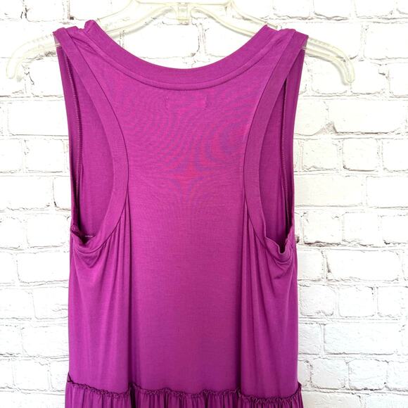 NWT Cupio Wms Small Jewel Plum Sleeveless Tiered Maxi Dress Ruffled Trim Boho - Picture 7 of 11